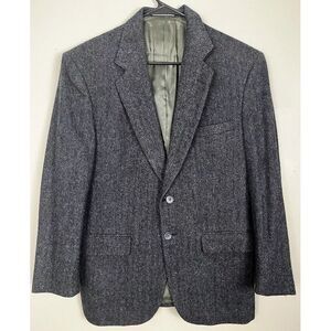 Towncraft Tweed Wool Blue Blazer Men's Double Button Up Sport Coat USA Made